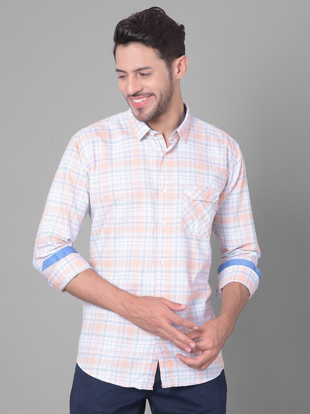 

COBB Slim Fit Tartan Checked Cotton Casual Shirt, Multi