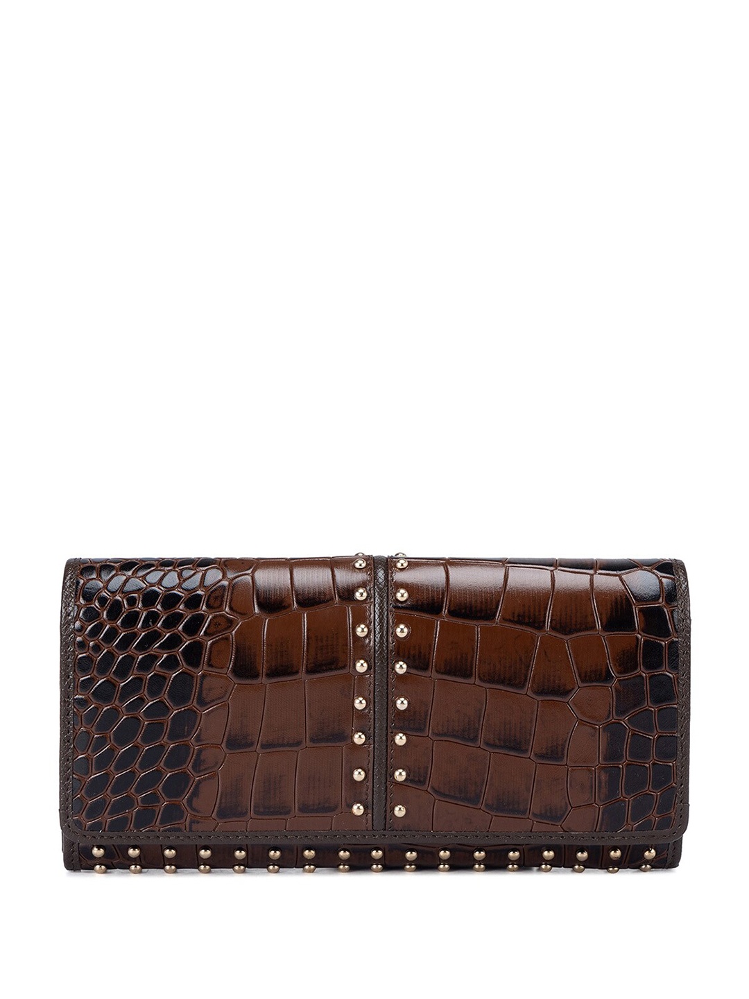 

Da Milano Women Textured Leather Two Fold Wallet, Brown
