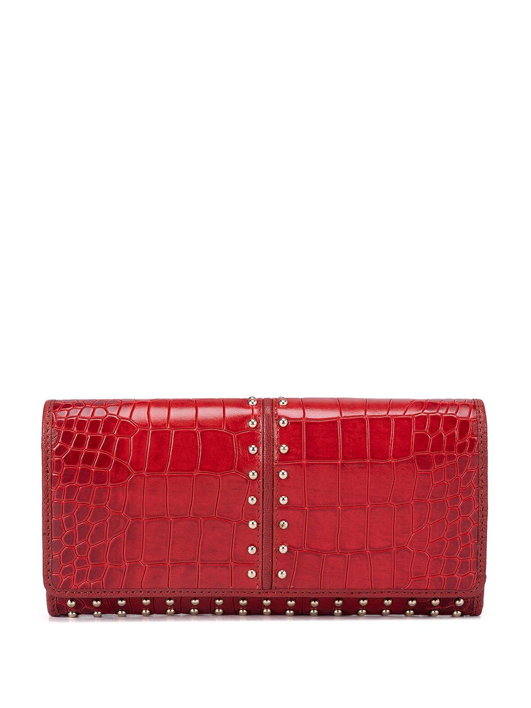 

Da Milano Women Textured Leather Two Fold Wallet, Red