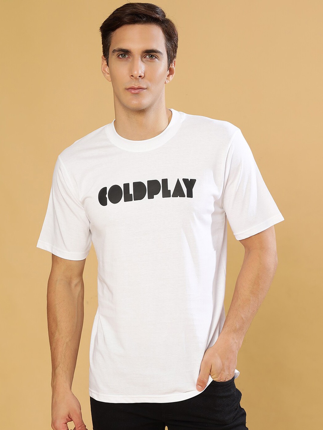 

Gavin Paris Typography Printed Round Neck Pure Cotton Regular T-shirt, White