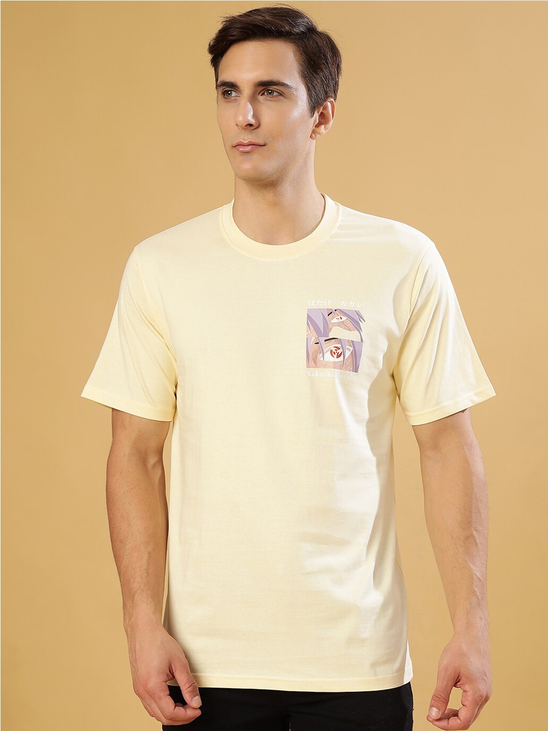 

Gavin Paris Round Neck Graphic Printed Cotton T-shirt, Cream