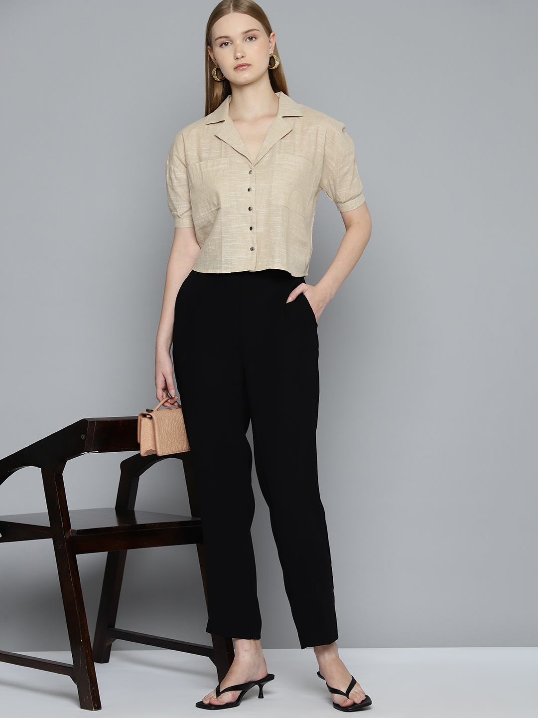 

Chemistry Opaque Puff Sleeves Casual Shirt, Off white