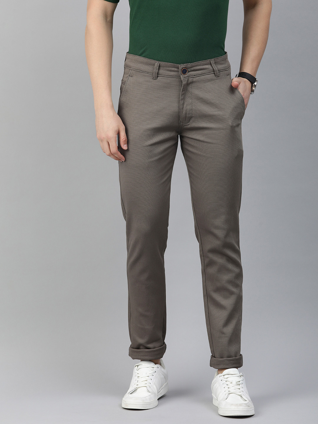 

Majestic Man Men Textured Relaxed Slim Fit Chinos, Grey