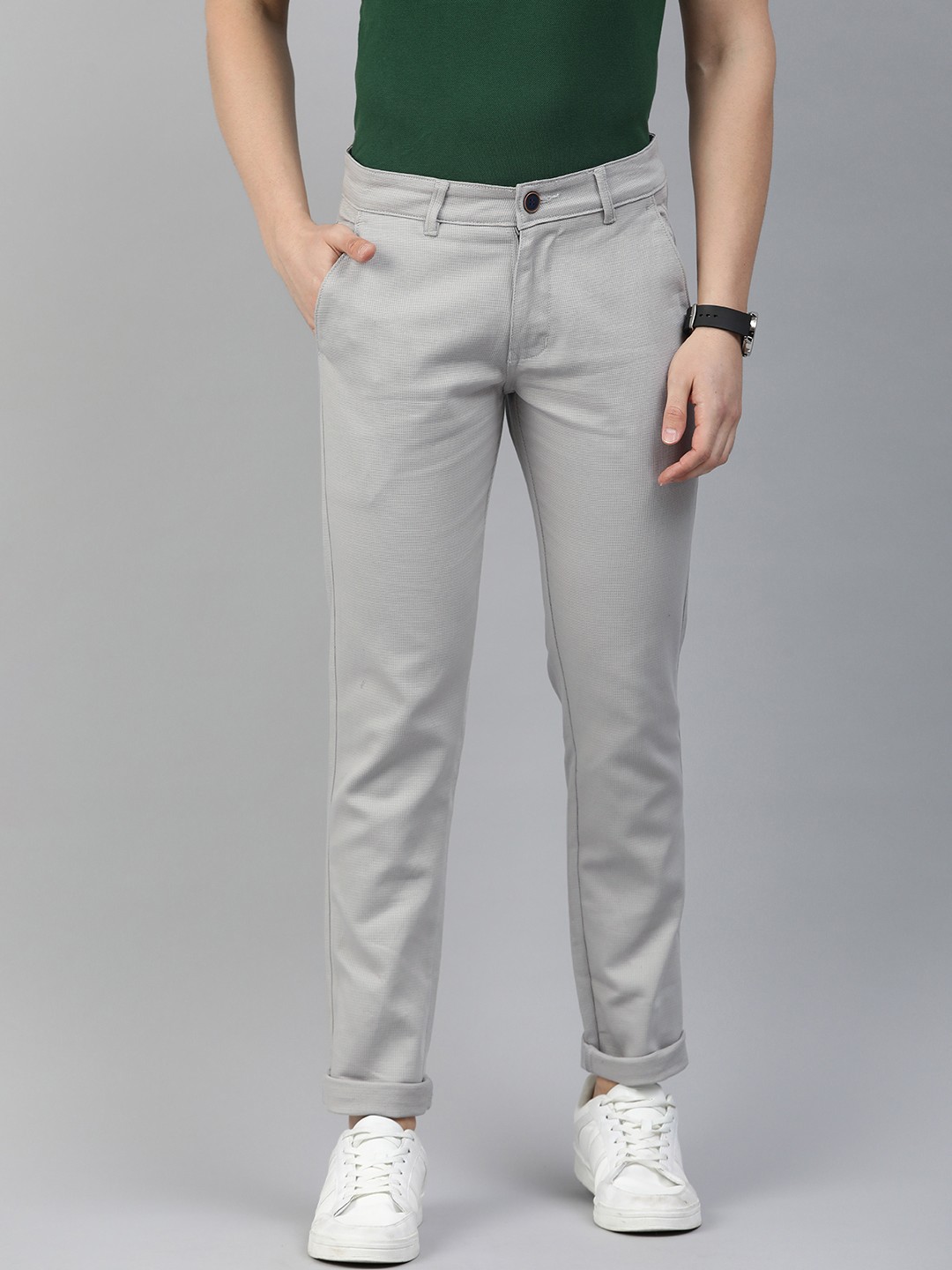 

Majestic Man Men Textured Relaxed Slim Fit Chinos, Grey