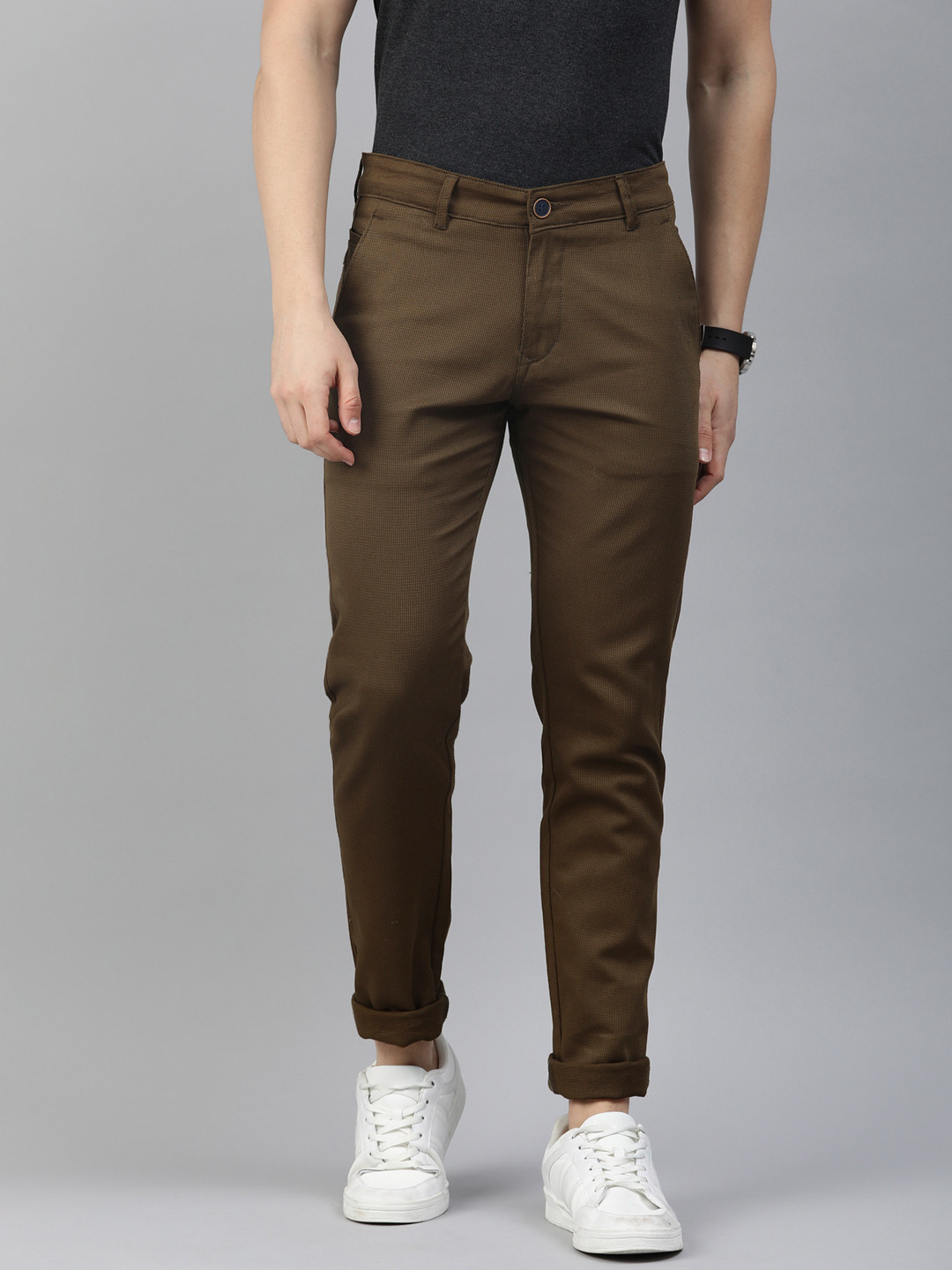 

Majestic Man Men Textured Relaxed Slim Fit Chinos, Brown