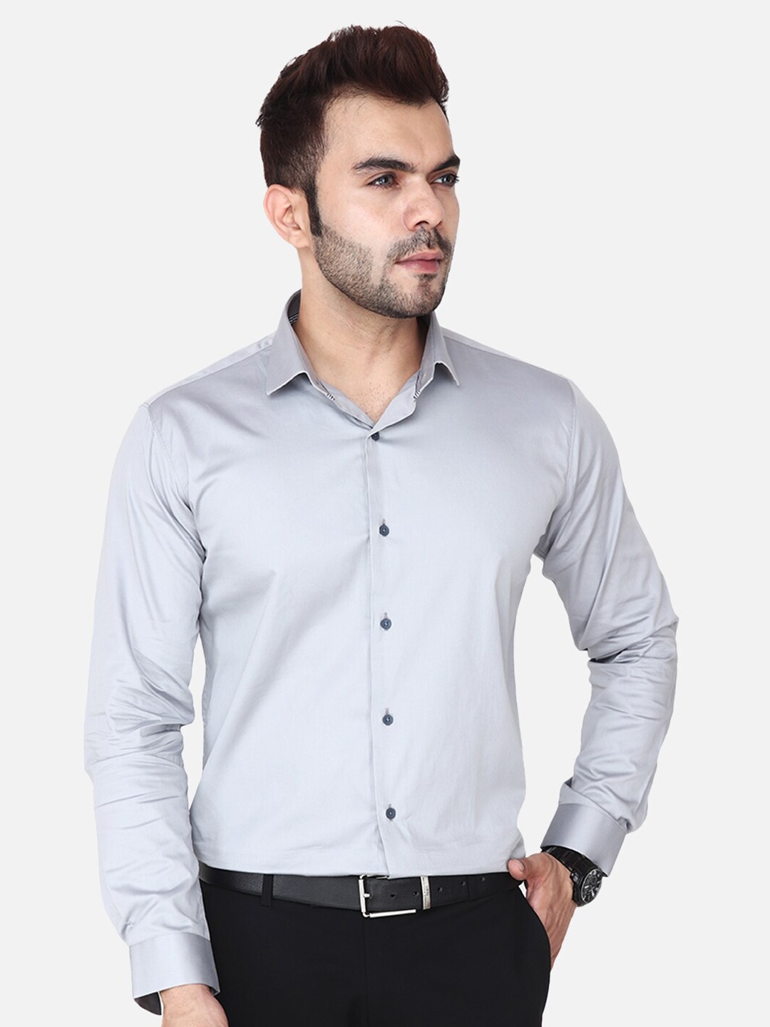 

Albion Classic Regular Fit Spread Collar Formal Shirt, Grey