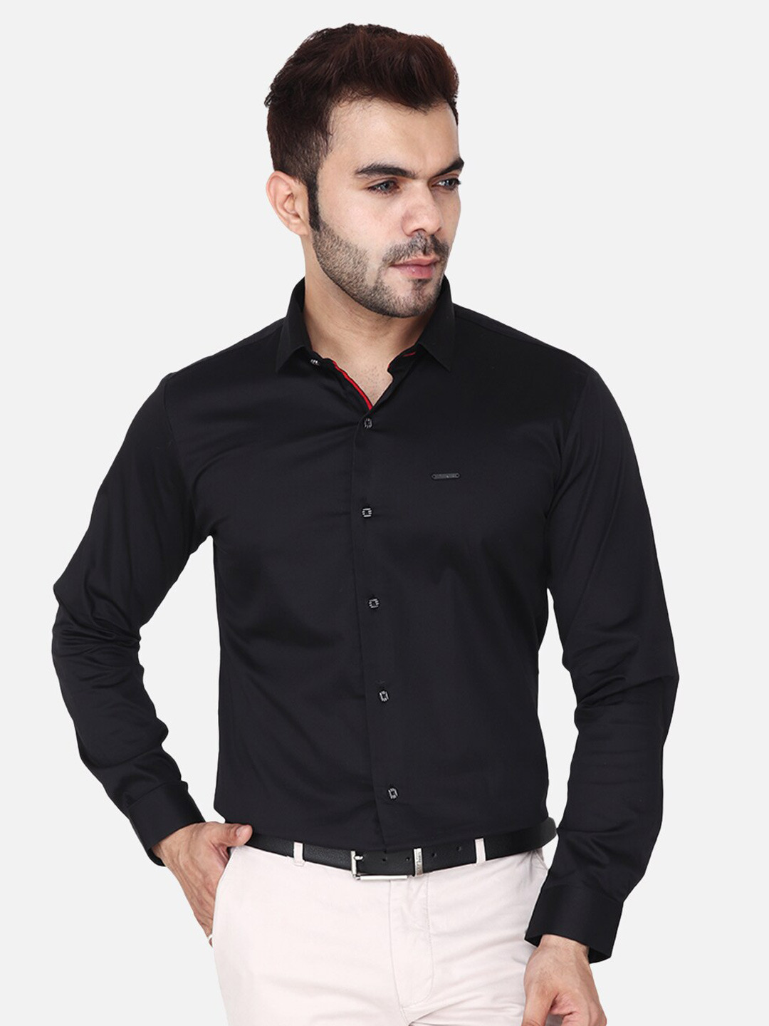 

Steele Classic Regular Fit Spread Collar Formal Shirt, Black