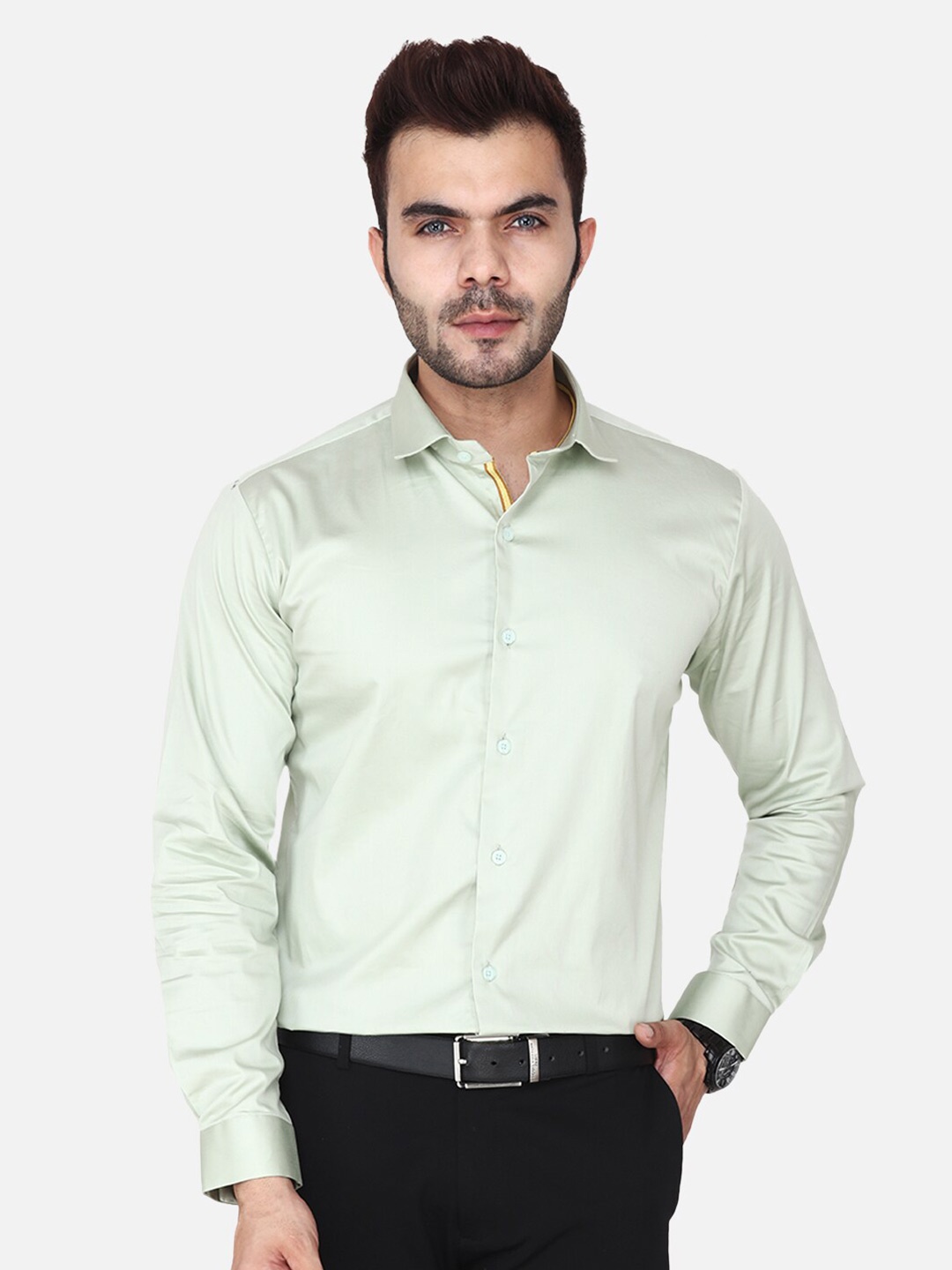 

Steele Classic Regular Fit Spread Collar Formal Shirt, Green