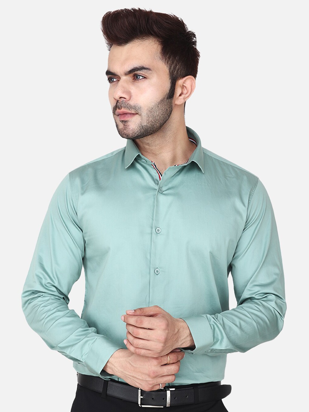 

Steele Classic Regular Fit Spread Collar Formal Shirt, Green