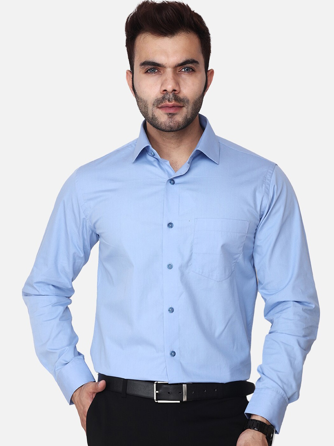 

Steele Classic Regular Fit Spread Collar Formal Shirt, Blue