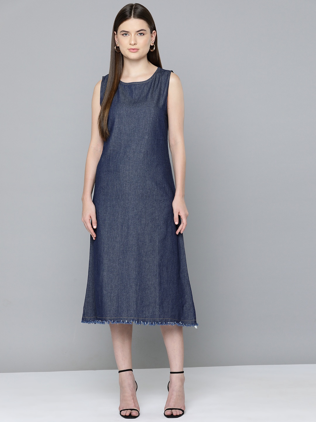 

Chemistry Pure Cotton Dress A-Line Midi Dress, Navy blue