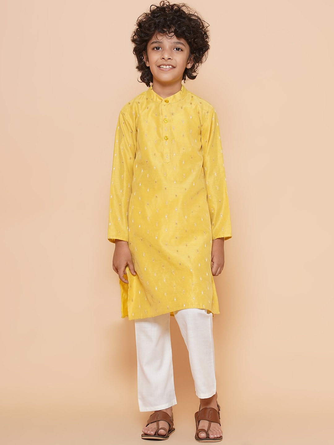 

Bittu By Bhama Boys Regular Kurta with Pyjamas, Yellow