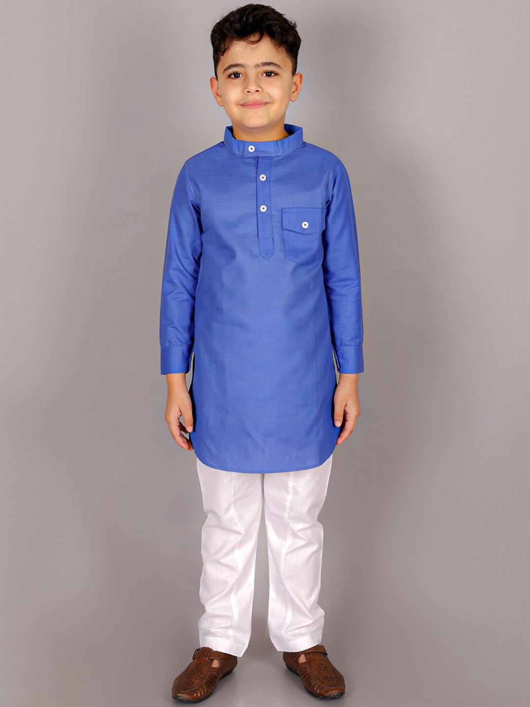 

M'andy Boys Regular Pure Cotton Kurta with Pyjamas, Blue