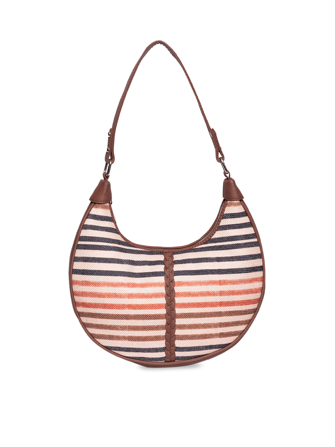 

ZOUK Striped Hobo Bag, Cream