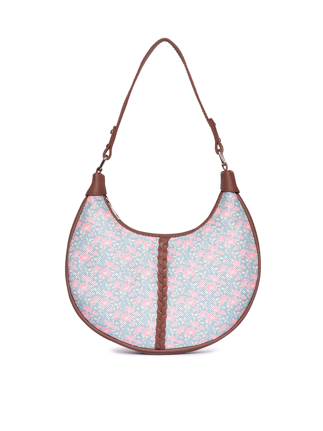 

ZOUK Floral Printed Structured Hobo Bag, Blue