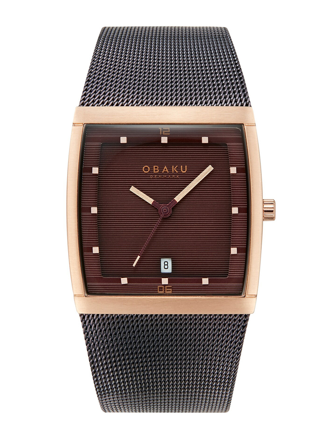 

Obaku Patterned Stainless Steel Bracelet Style Straps Analogue Watch-V102GDVNMN, Brown