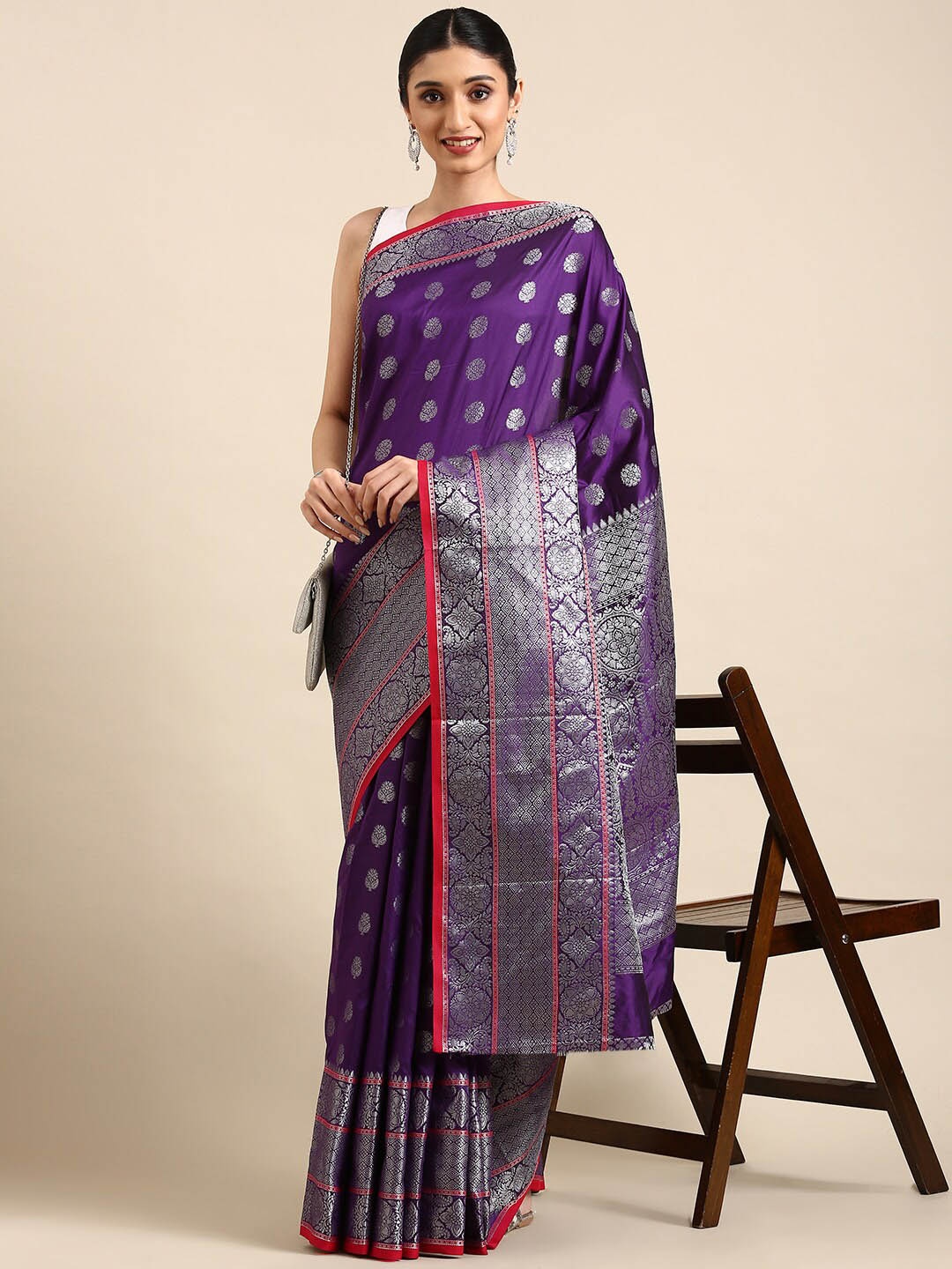 

Anaita Woven Design Zari Pure Silk Banarasi Saree, Purple