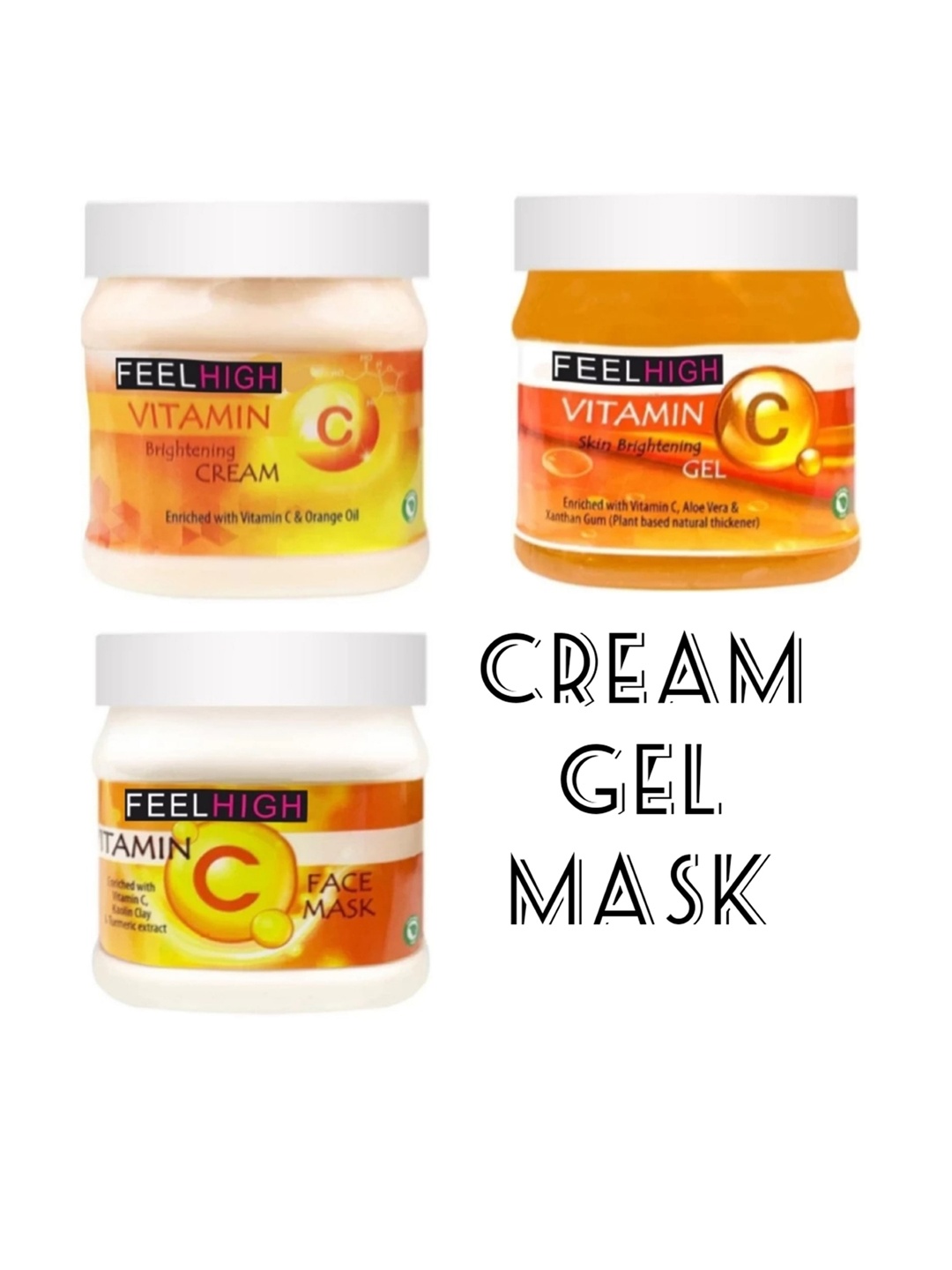 

FEELHIGH Set Of 3 Vitamin C Cream -Gel & Mask -500ml Each, Orange