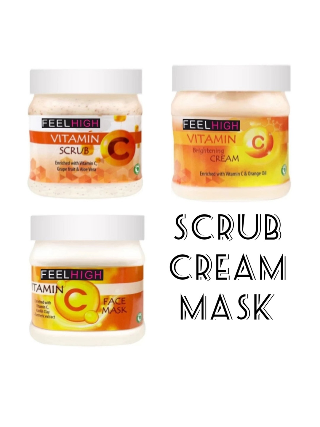 

FEELHIGH Set Of 3 Vitamin C Cream & Mask with Scrub - 500ml Each, Multi