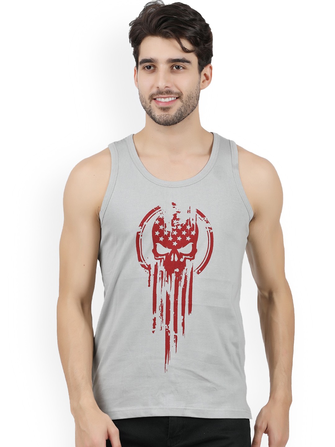 

jugular Printed Pure Cotton Innerwear Vests, Steel