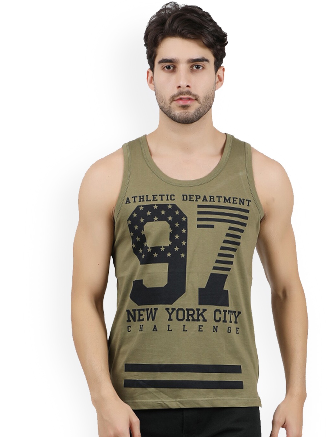 

jugular Printed Pure Cotton Innerwear Vests, Olive