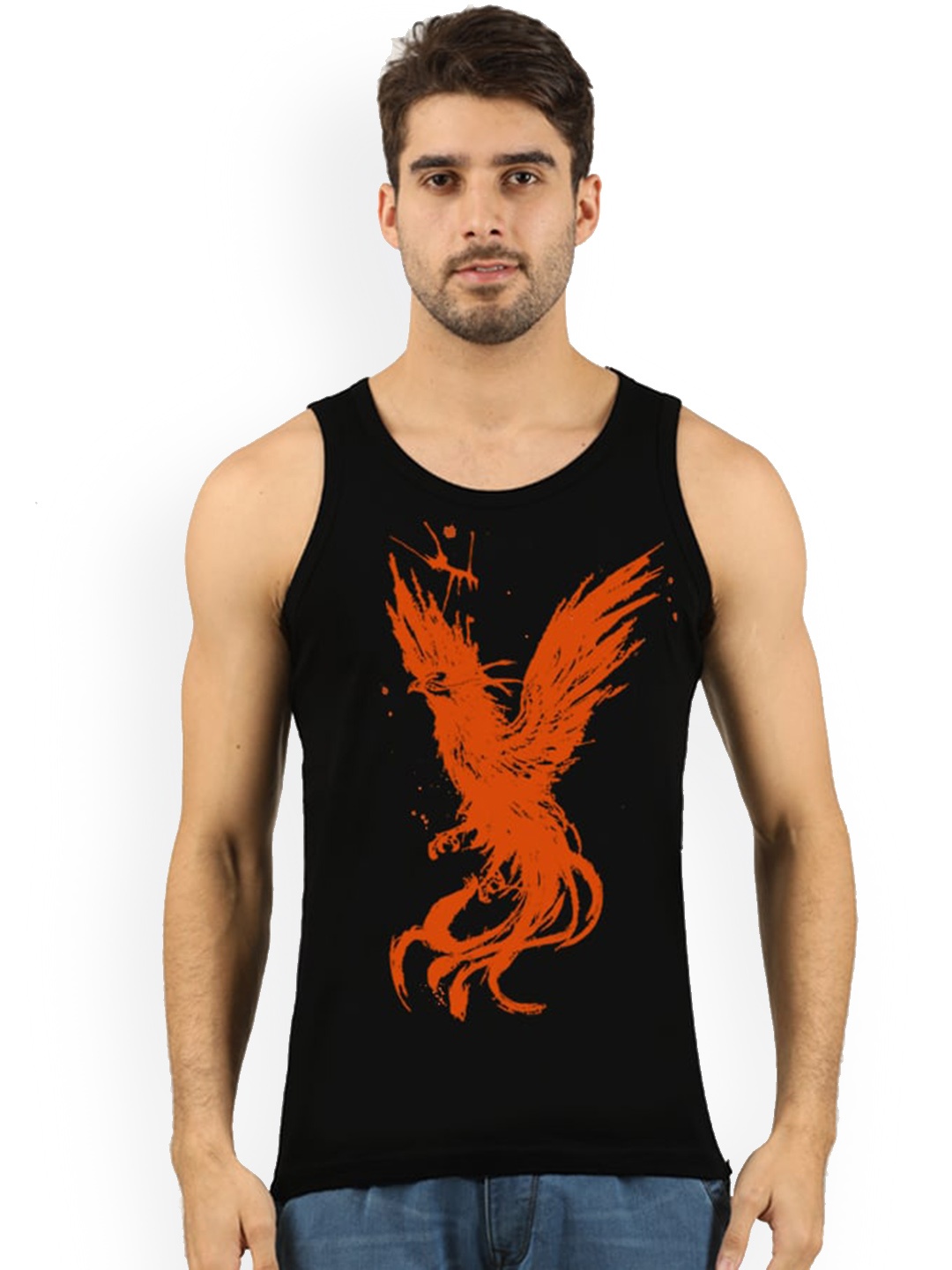 

jugular Printed Pure Cotton Innerwear Vests, Black