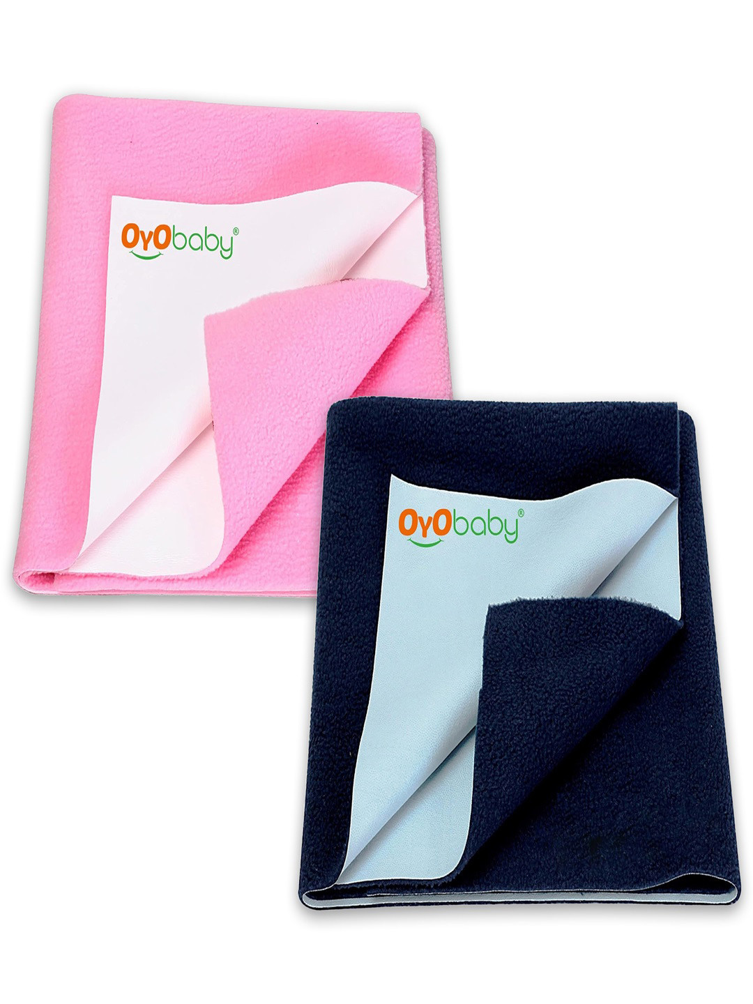 

OyO Baby Pack of 2 Blue & Pink Waterproof Dry sheet Polycotton Mattress Protector, Navy blue