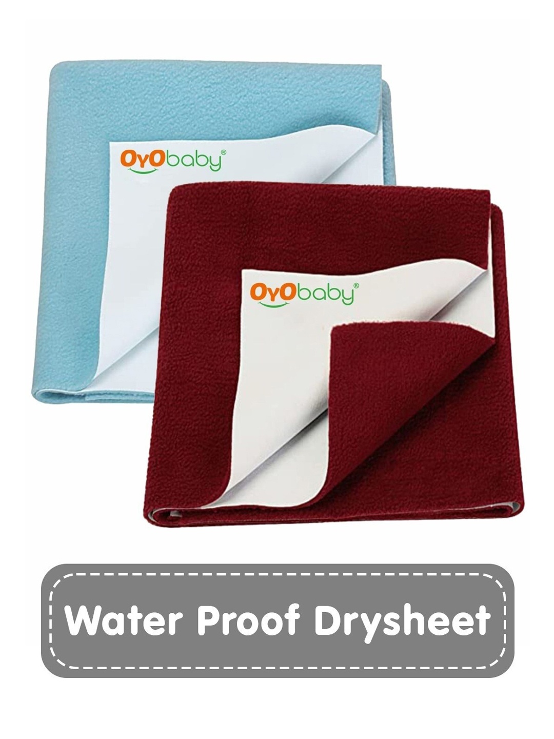 

OyO Baby Pack of 2 Sea Blue & Maroon Waterproof Dry sheet Polycotton Mattress Protector