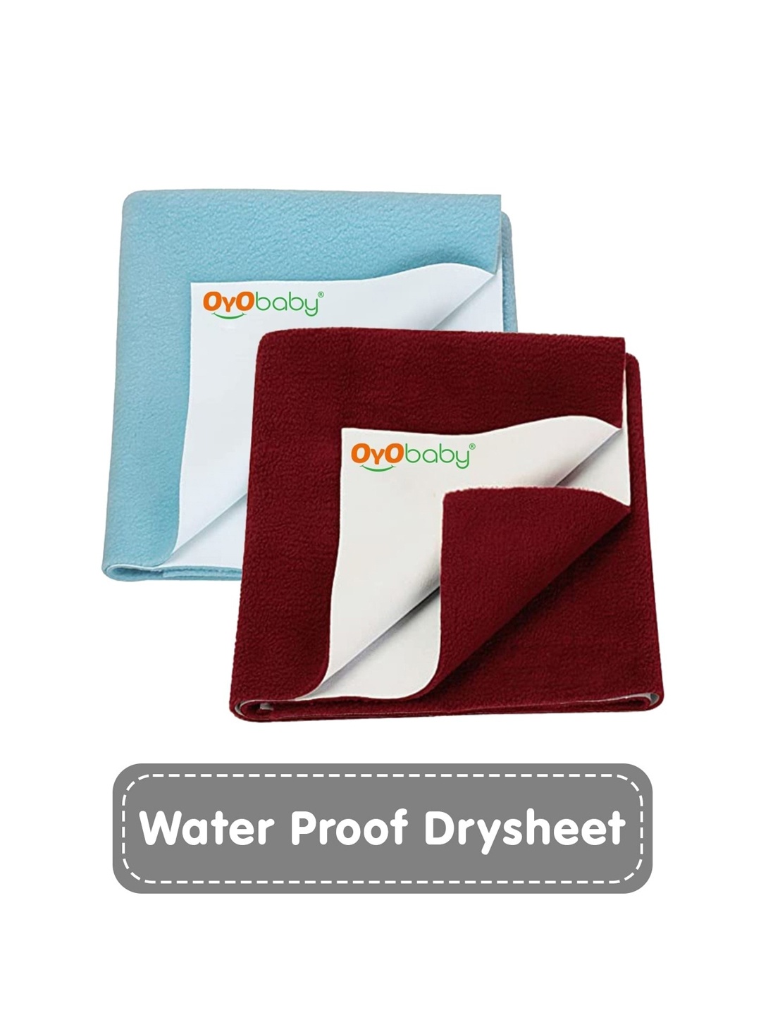 

OyO Baby Pack of 2 Sea Blue & Maroon Waterproof Dry sheet Polycotton Mattress Protector