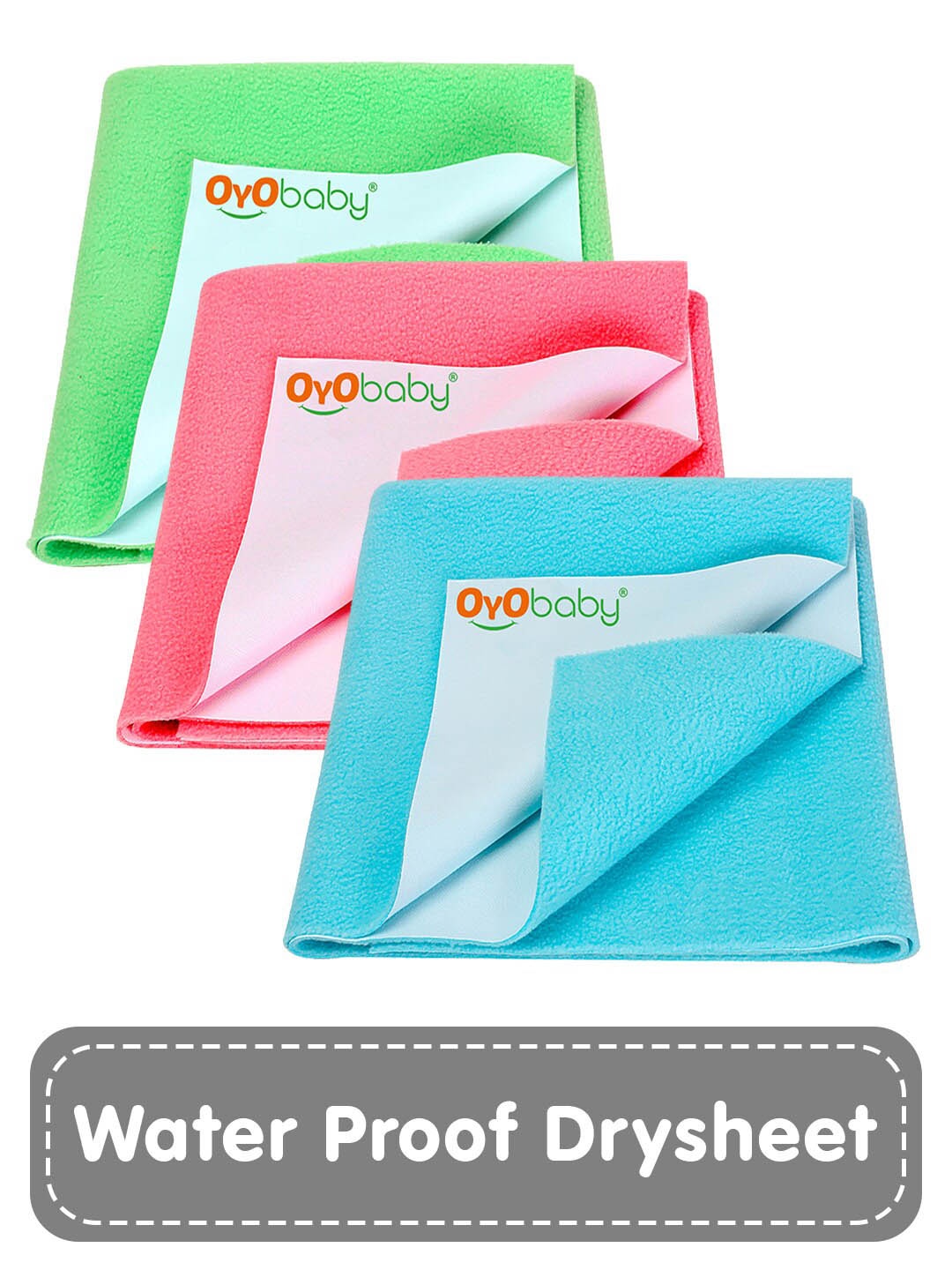 

OyO Baby Pack of 2 Blue & Pink Waterproof Dry sheet Polycotton Mattress Protector