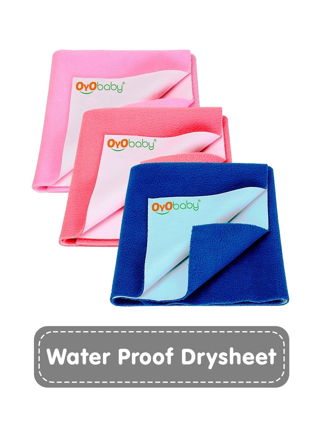 

OyO Baby Pack of 3 Pink, Salmon Rose & Royal Blue Dry Sheet Polycotton Mattress Protector