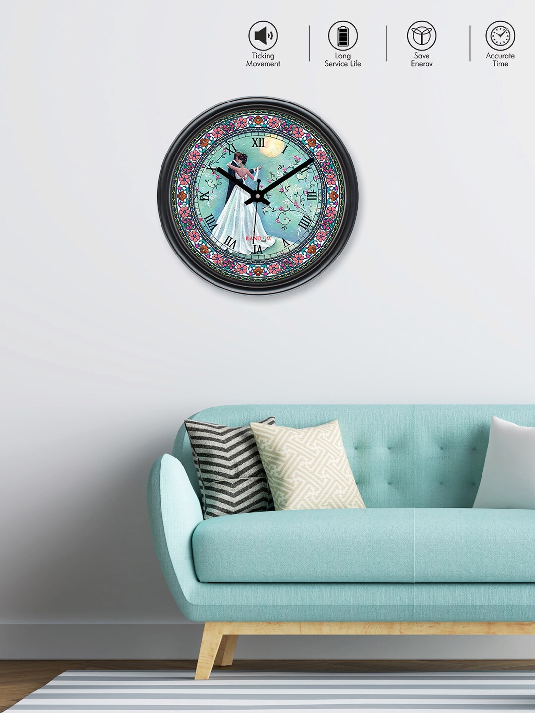 

RANDOM Blue & Black Printed Analogue Contemporary Wall Clock