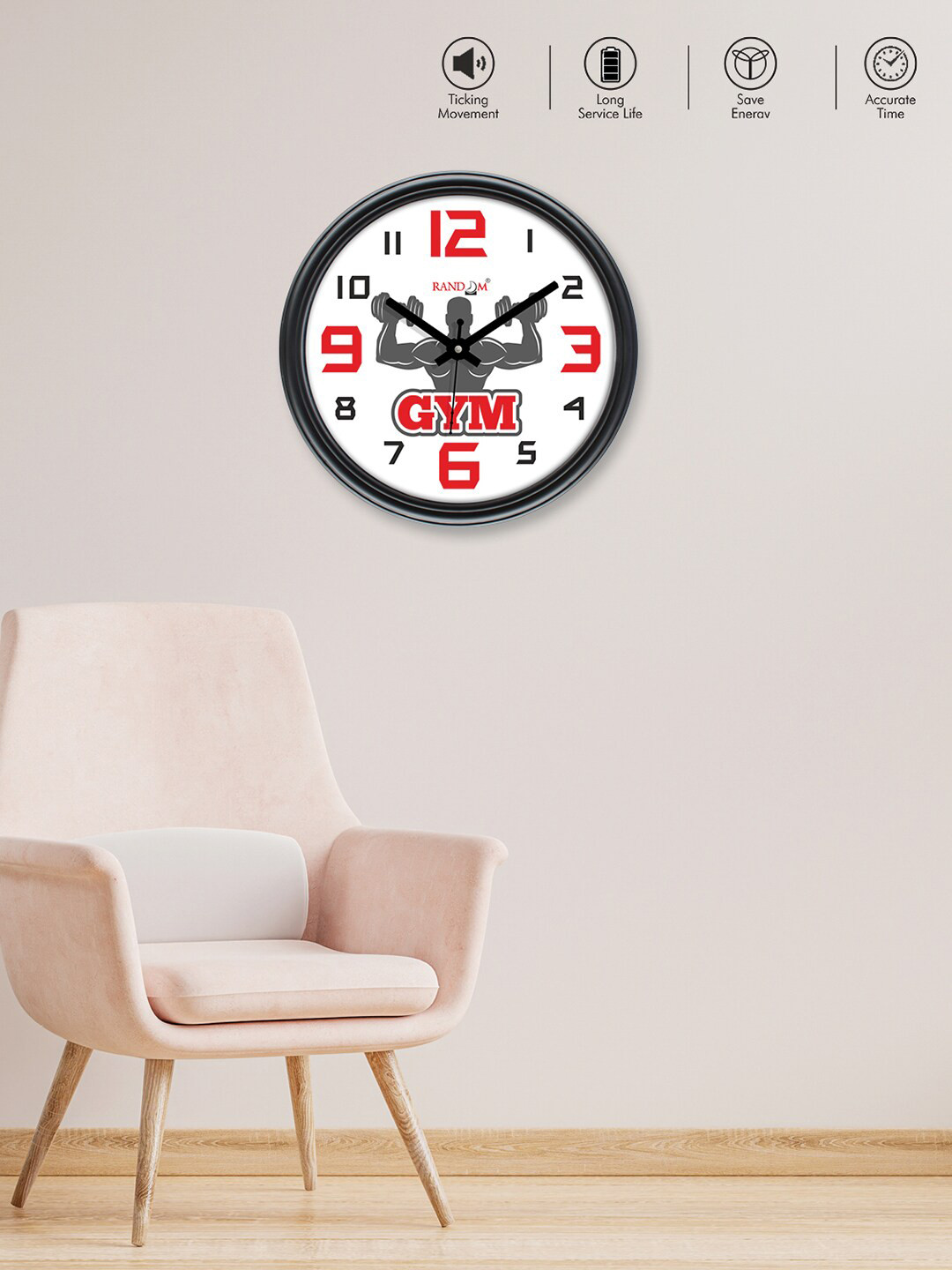 

RANDOM White & Red Printed Analogue Contemporary Wall Clock