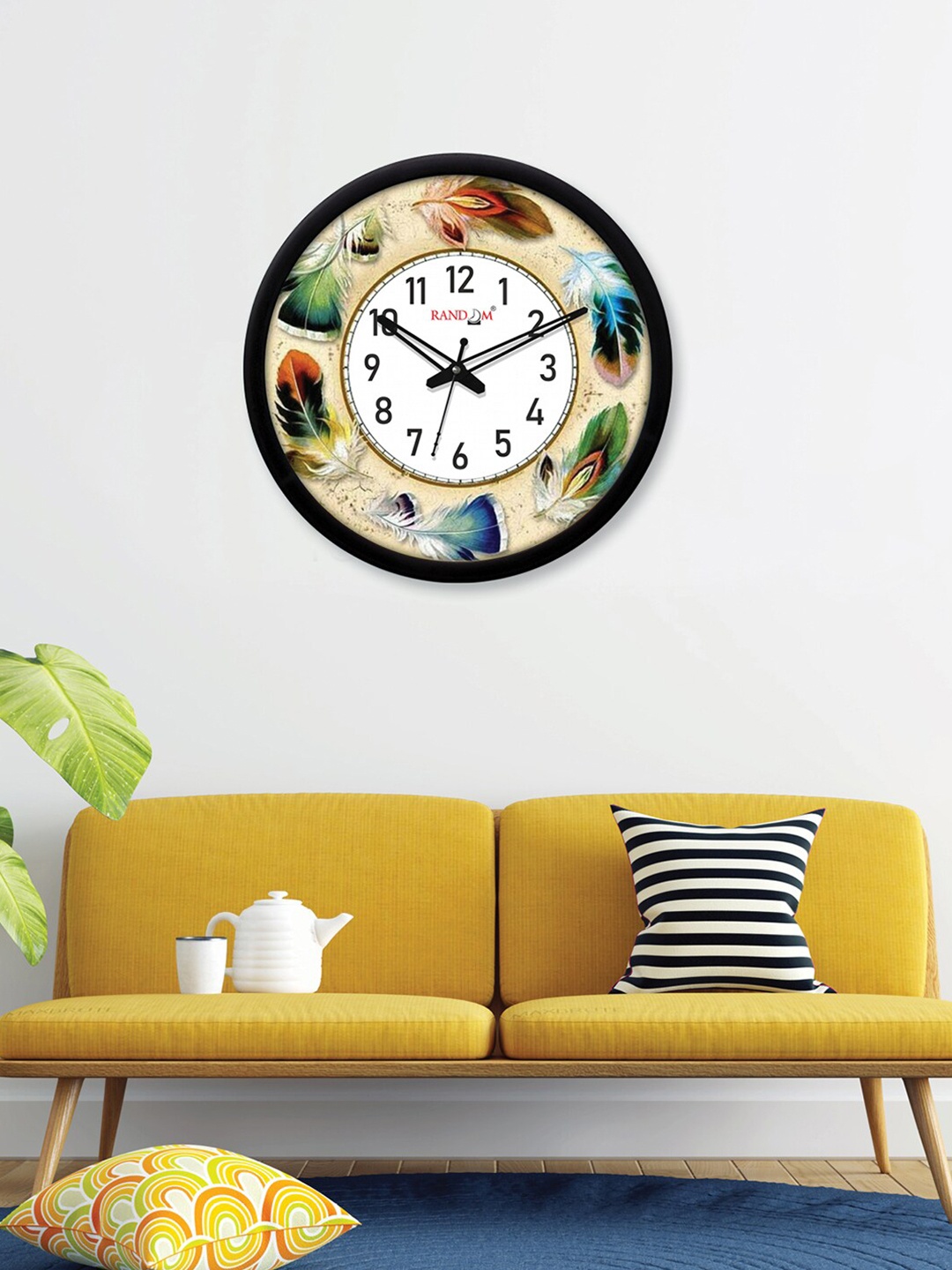 

RANDOM White & Beige Printed Contemporary Wall Clock
