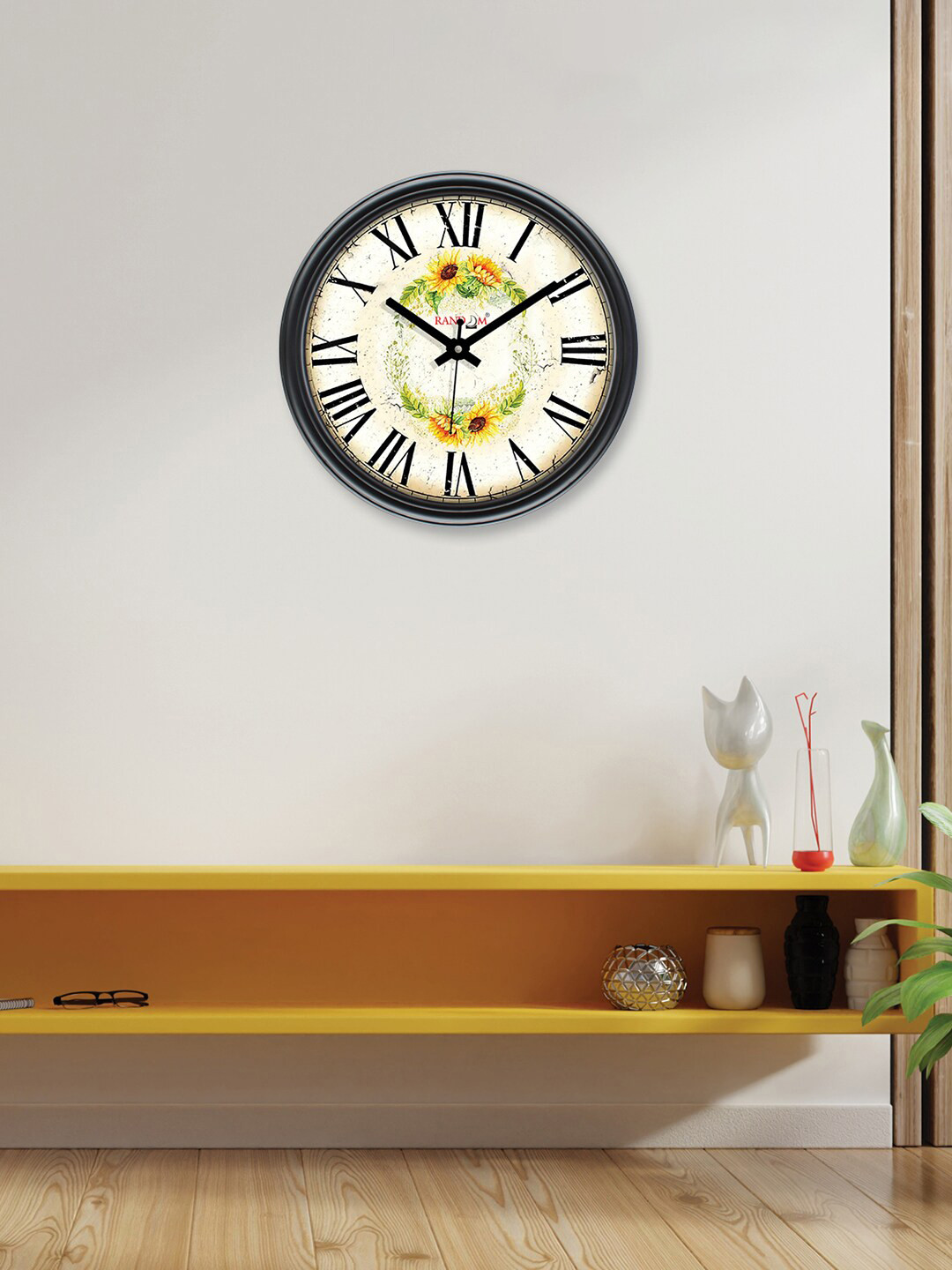 

RANDOM Yellow & Black Printed Contemporary Wall Clock
