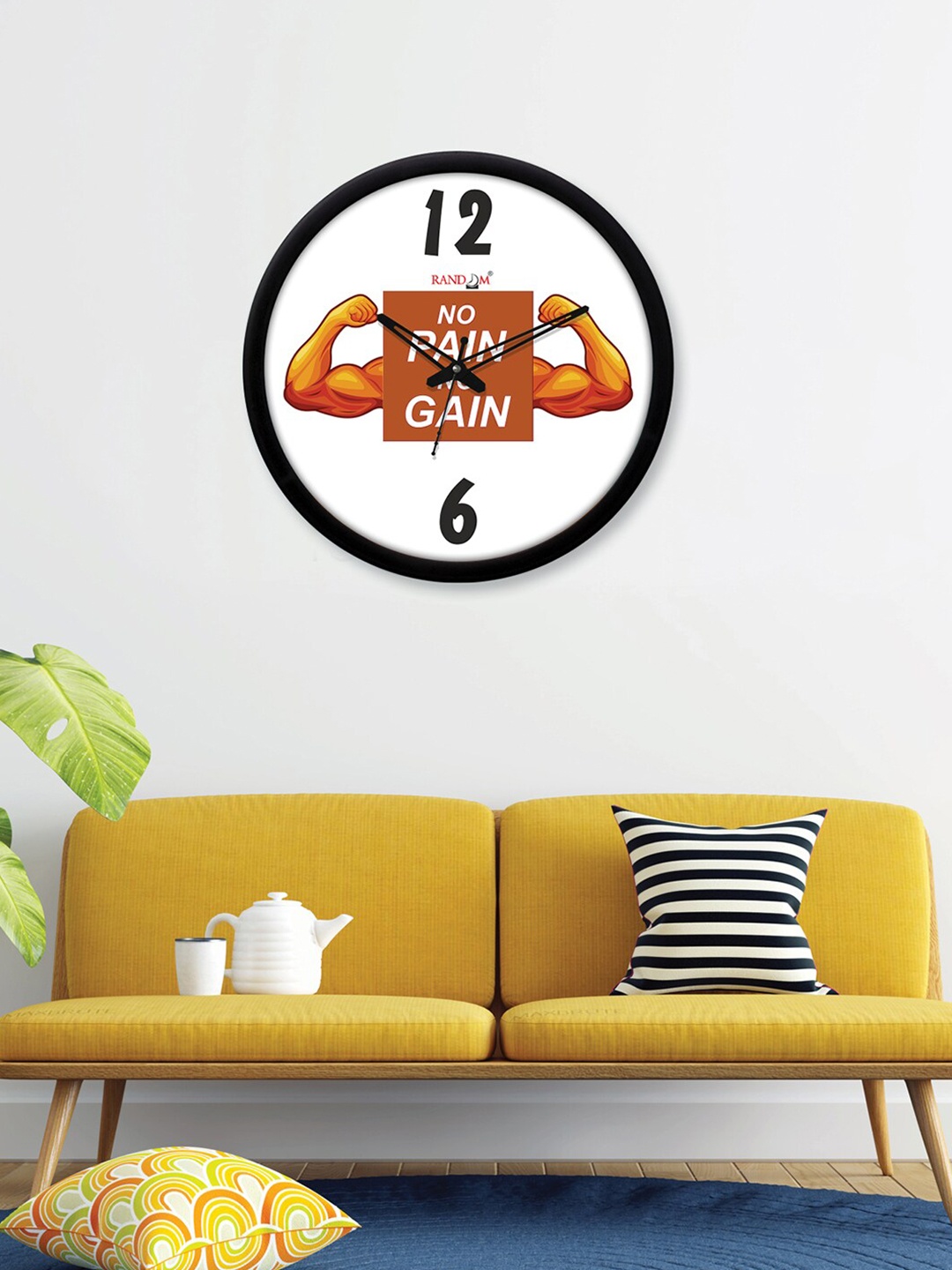 

RANDOM White & Orange Printed Contemporary Wall Clock