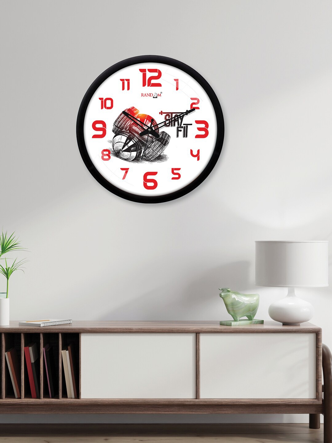 

RANDOM White & Red Printed Contemporary Wall Clock