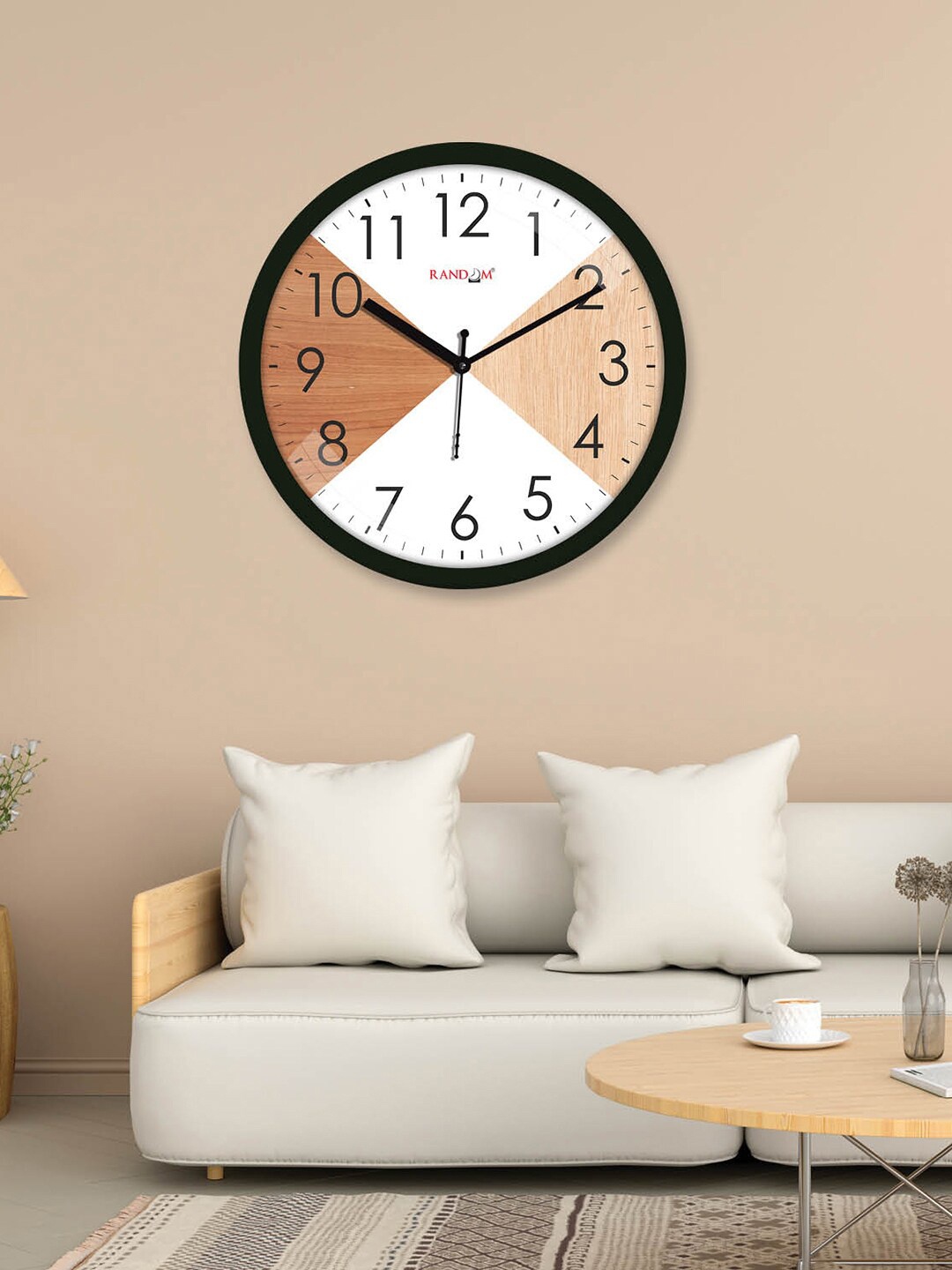 

RANDOM White & Beige Colourblocked Contemporary Wall Clock