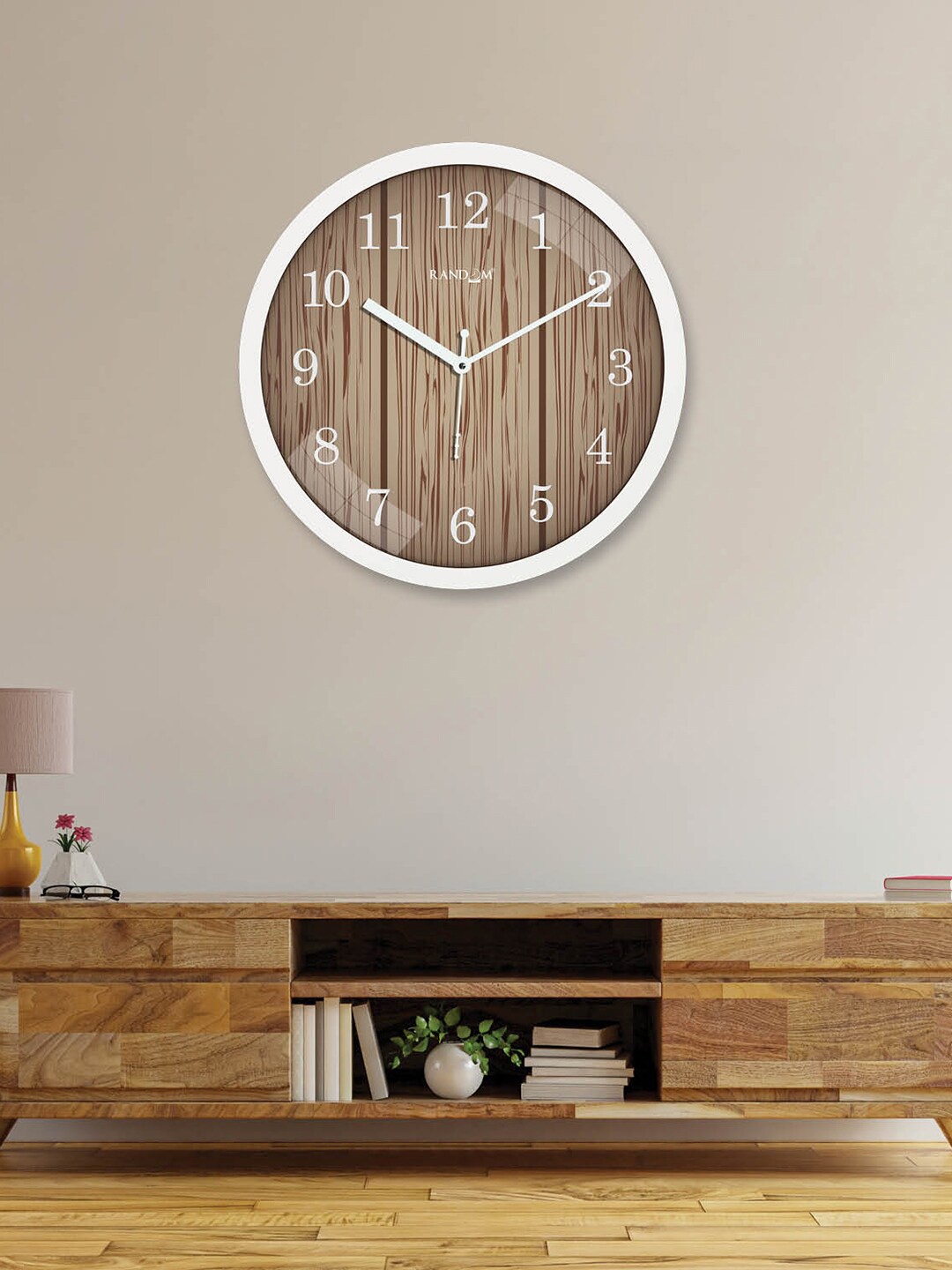 

RANDOM Brown & White Printed Contemporary Wall Clock