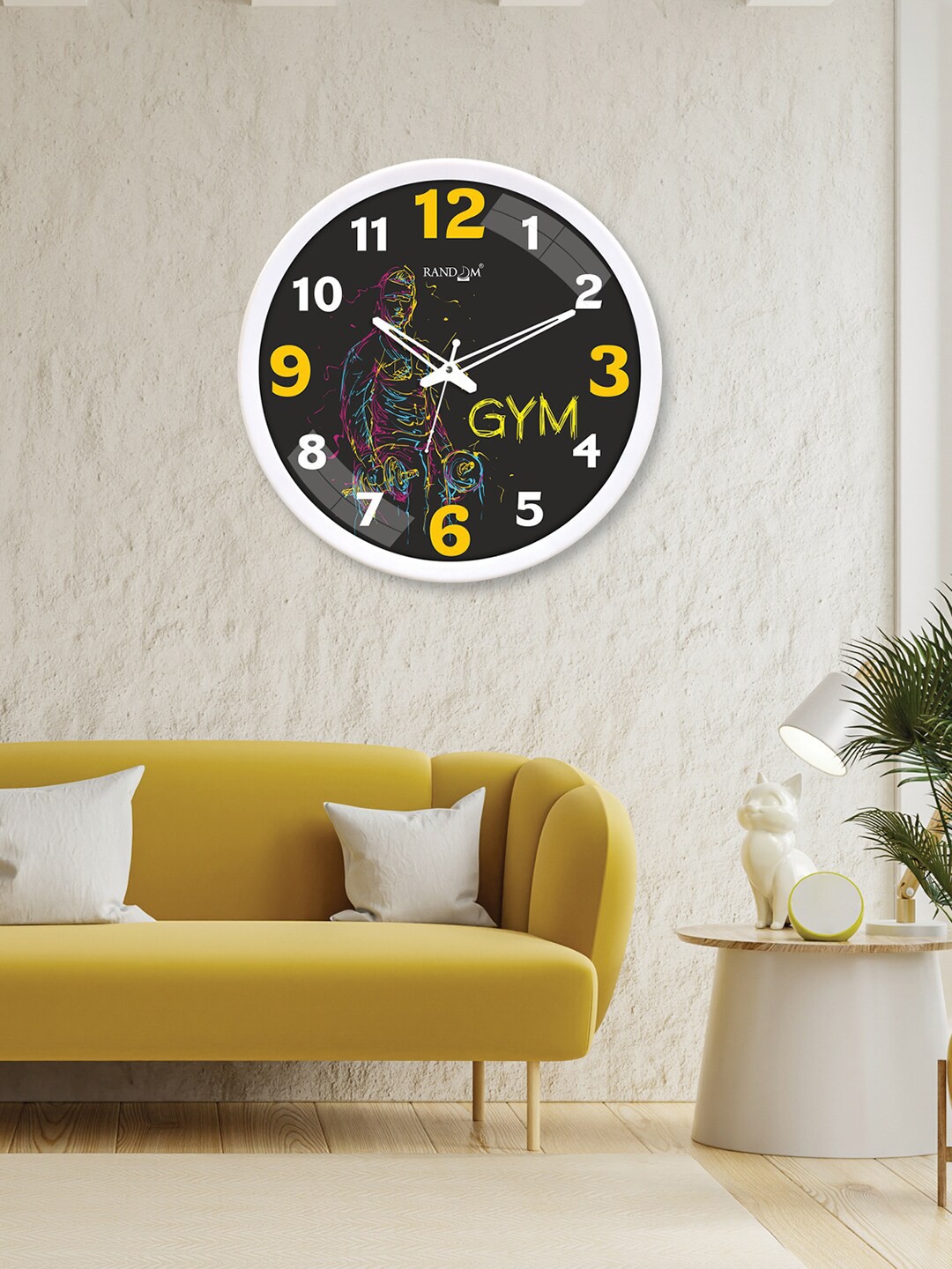 

RANDOM Black & Yellow Printed Contemporary Wall Clock
