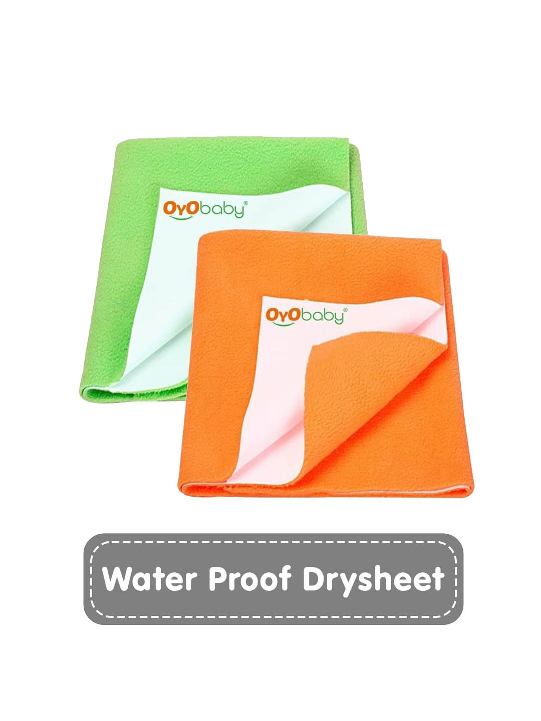 

OyO Baby Pack of 2 Light Green & Peach Waterproof Dry sheet Polycotton Mattress Protector