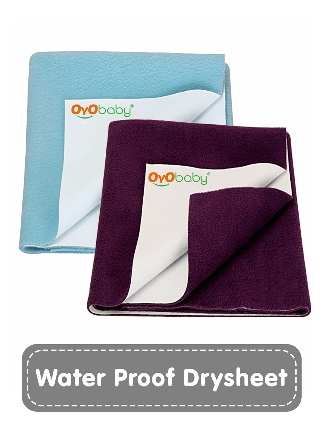 

OyO Baby Pack of 2 Plum & Sea Blue Waterproof Dry sheet Polycotton Mattress Protector, Purple