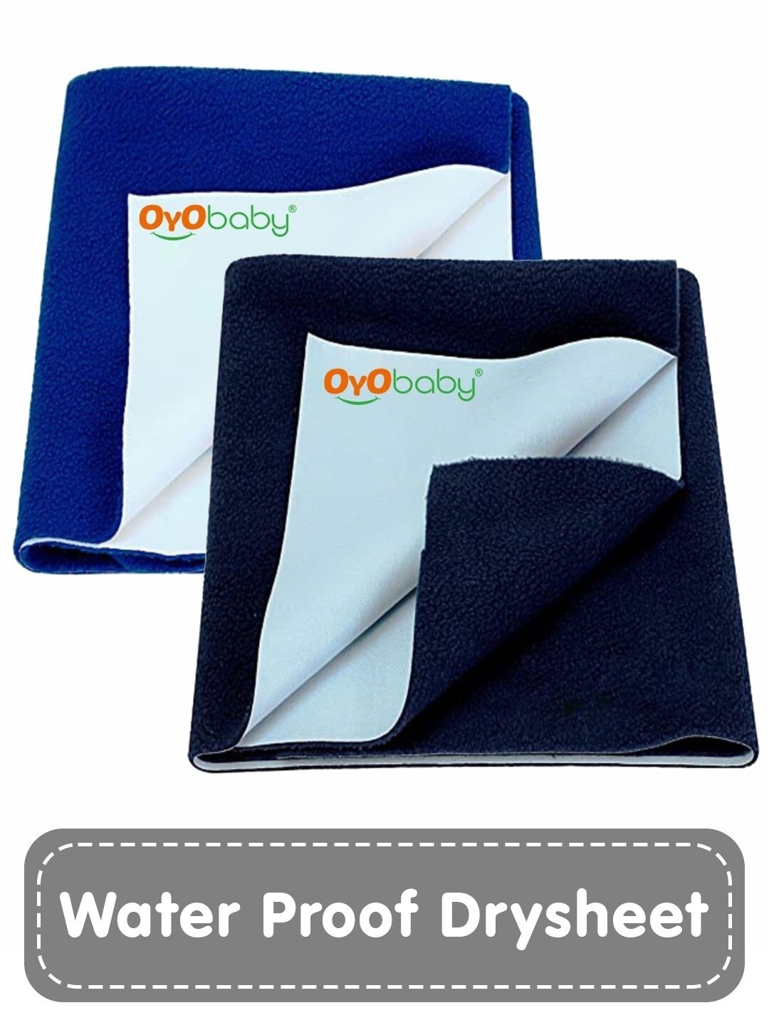 

OyO Baby Pack of 2 Royal Blue & Blue Waterproof Dry sheet Polycotton Mattress Protector