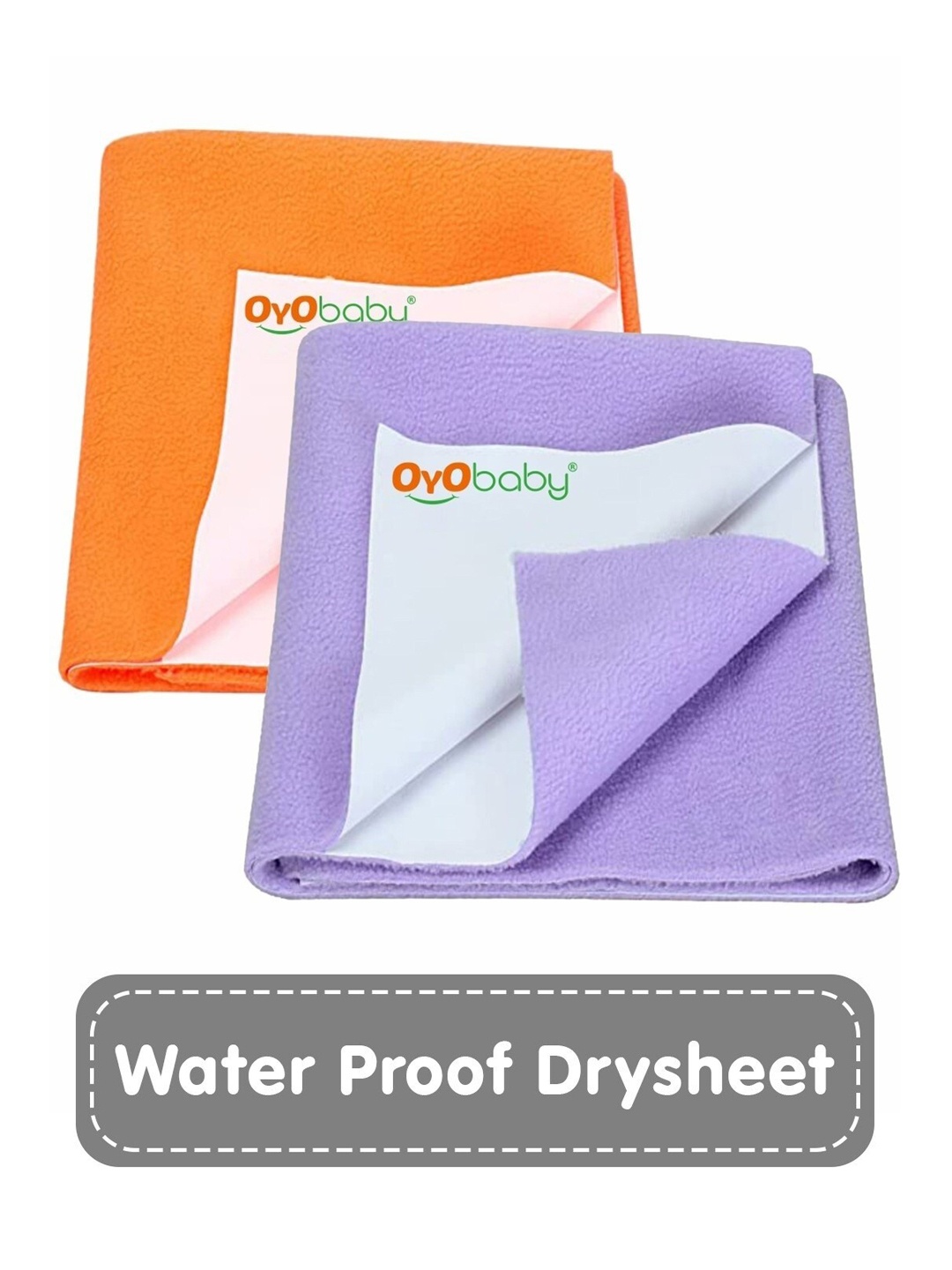 

OyO Baby Pack of 2 Peach & Violet Waterproof Dry sheet Polycotton Mattress Protector, Orange