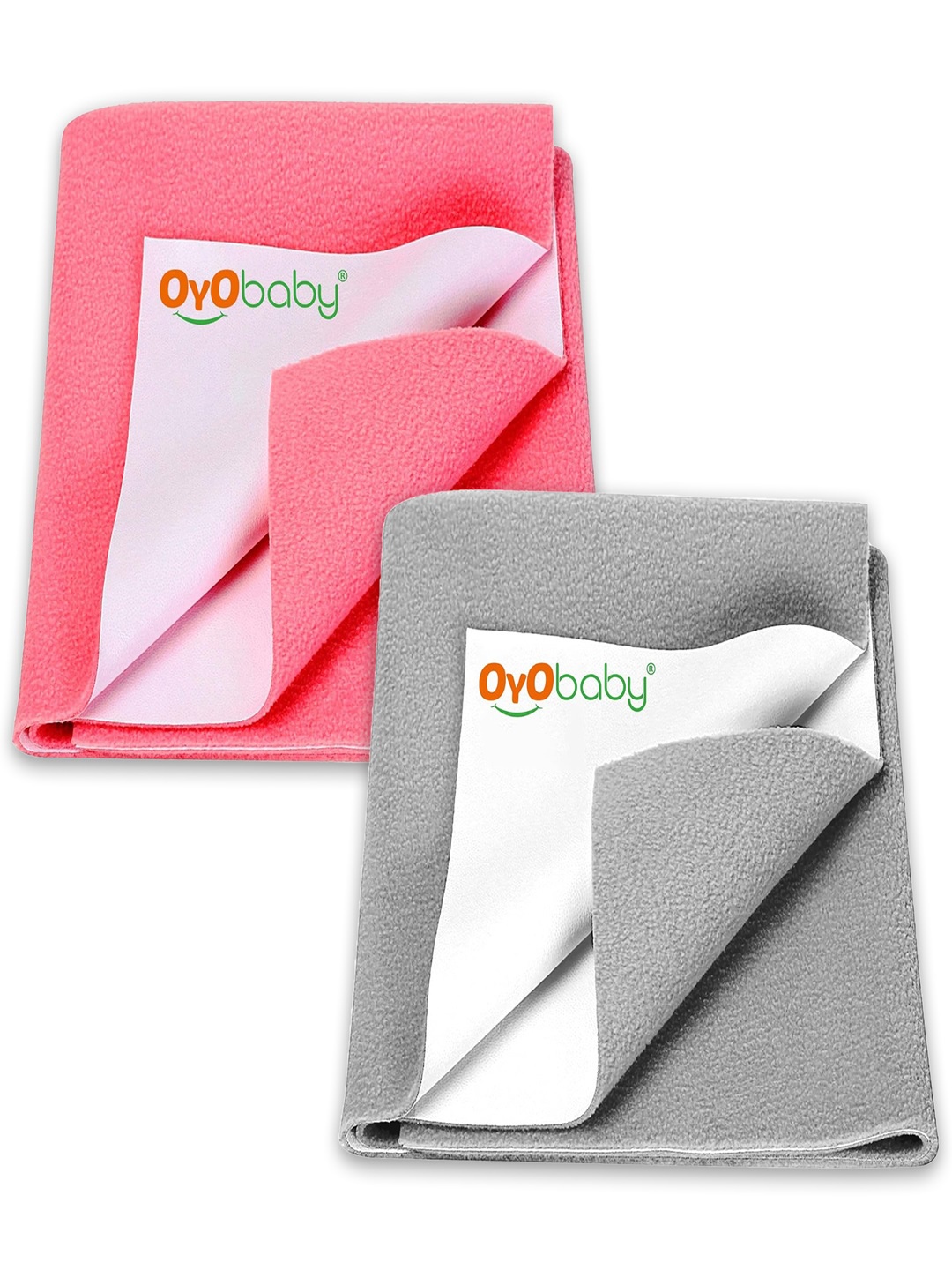 

OyO Baby Pack of 2 Grey & Salmon Rose Waterproof Dry sheet Polycotton Mattress Protector