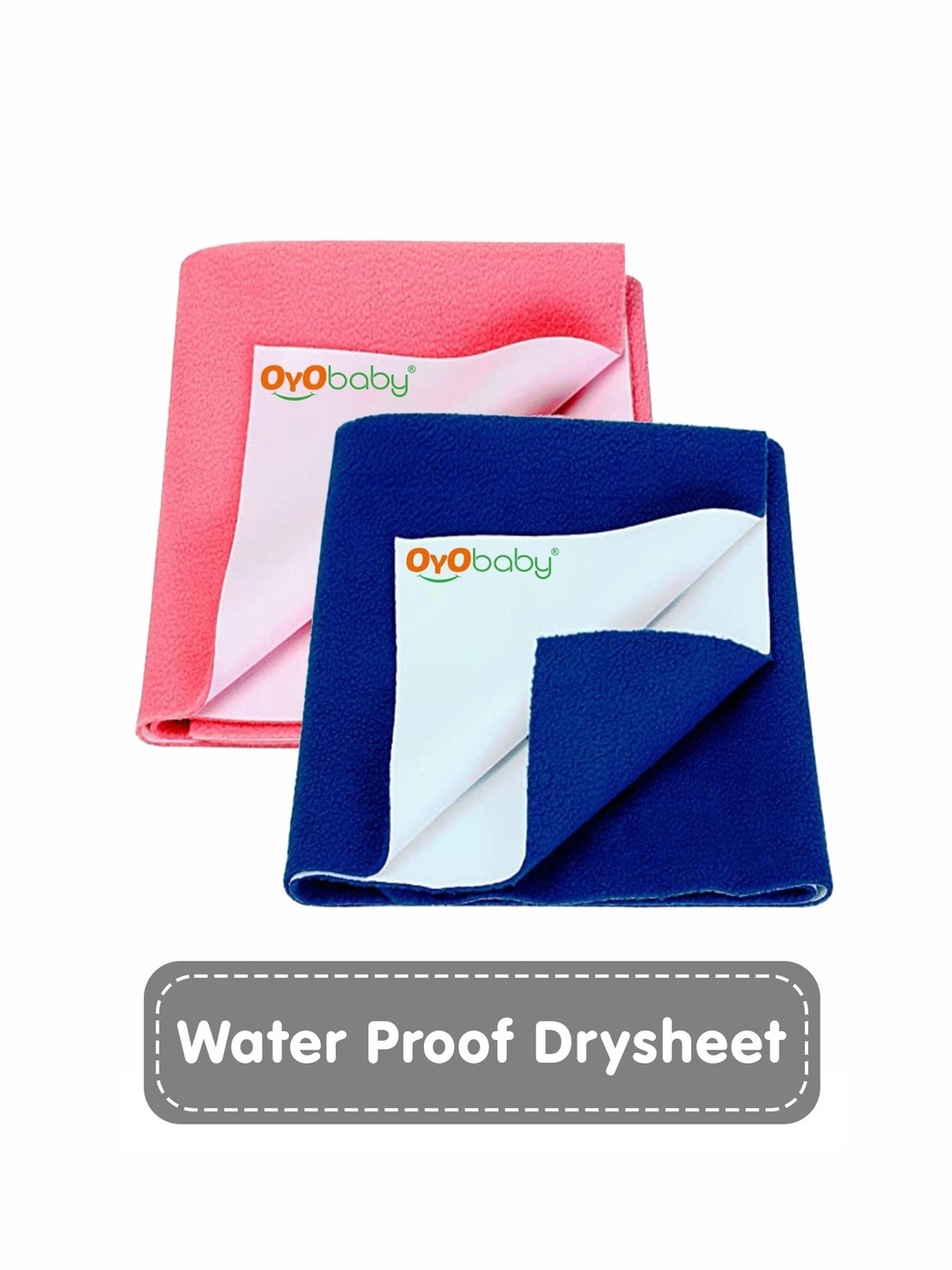 

OyO Baby Pack of 2 Salmon Rose & Royal Blue Waterproof Dry sheet & Mattress Protector, Navy blue