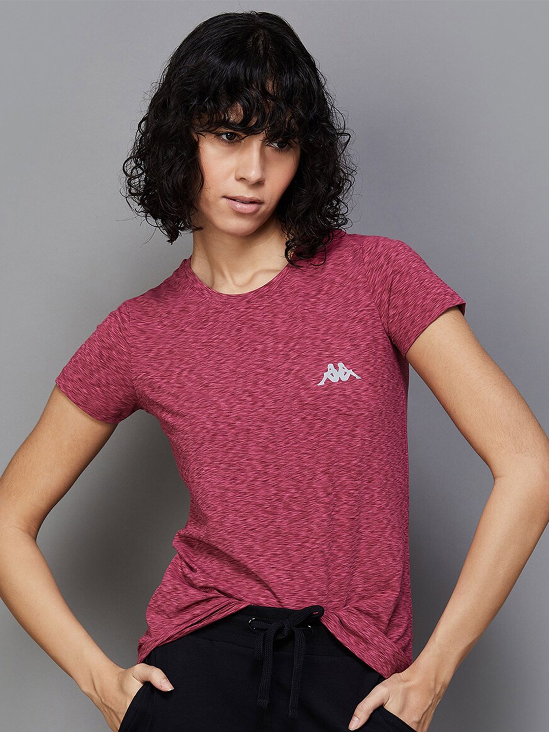 

Kappa Self Design Round Neck Sports T-shirt, Red