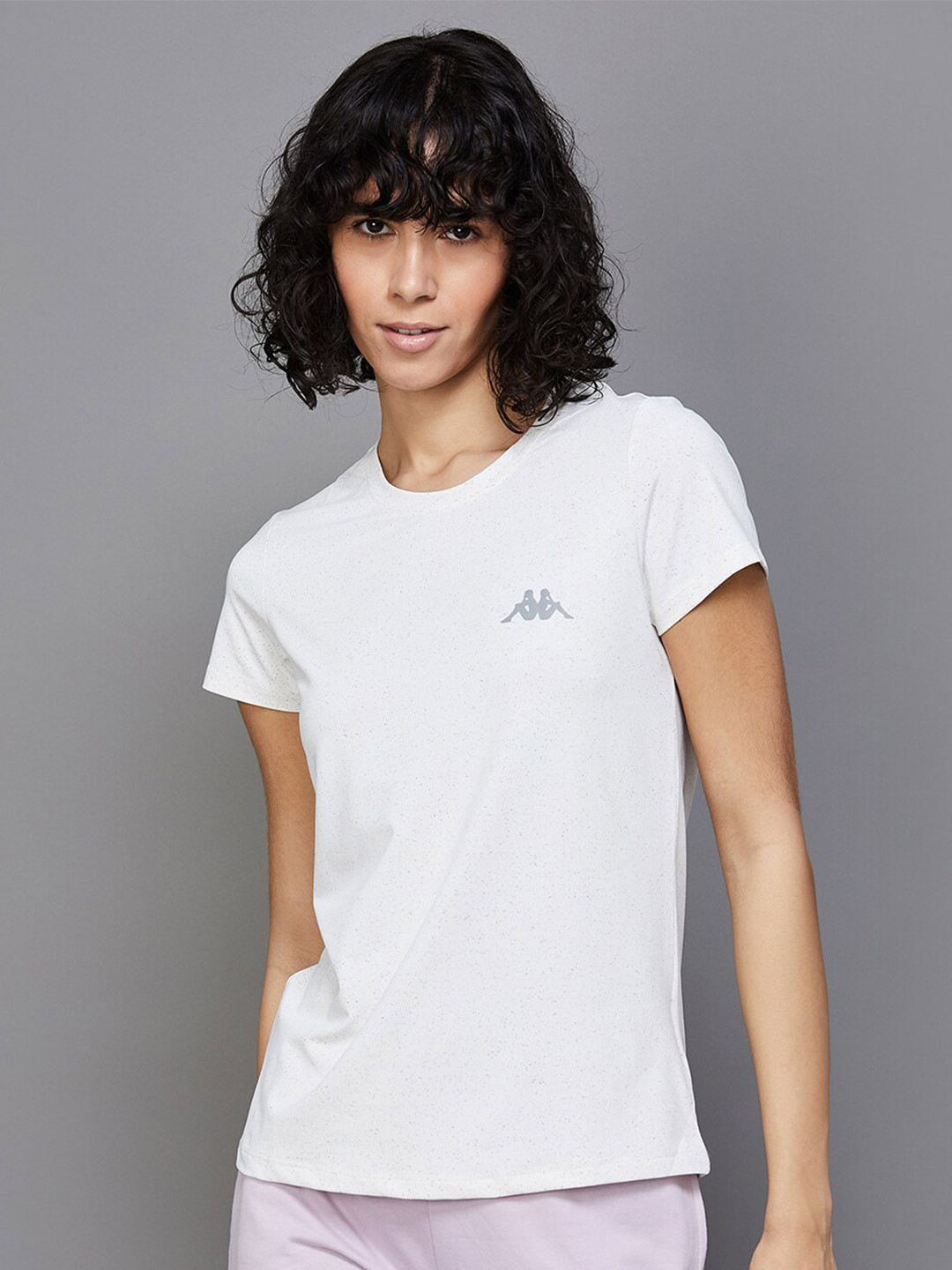 

Kappa Self Design Round Neck Casual T-Shirt, Off white