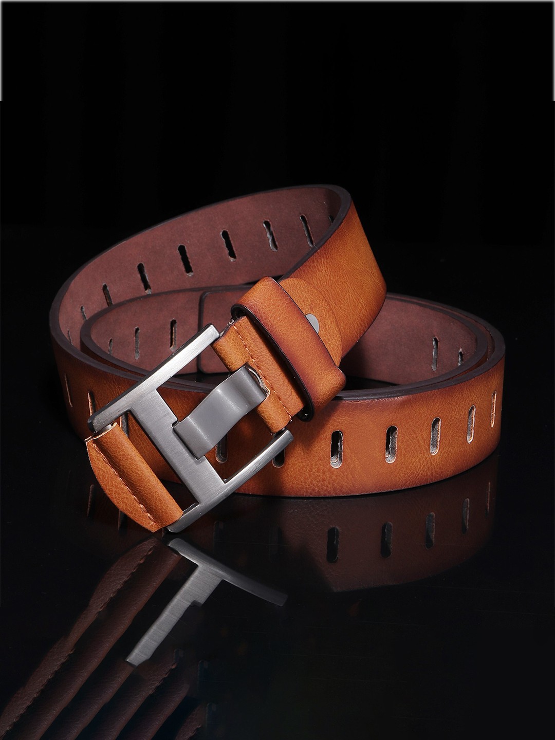 

WINSOME DEAL Men Textured Belt, Tan