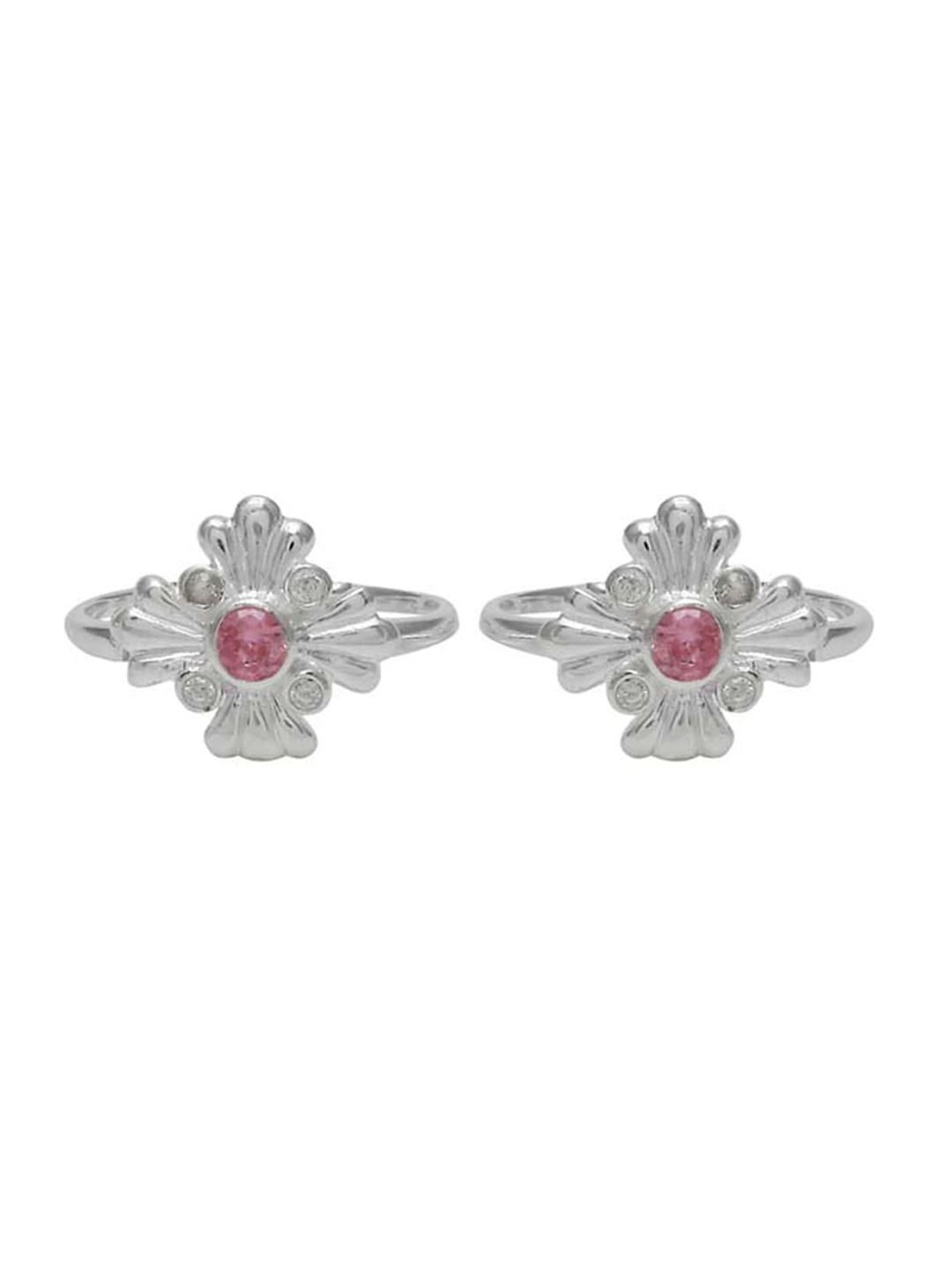 

Abhooshan Set Of 2 92.5 Sterling Silver CZ-Studded Adjustable Toe Rings